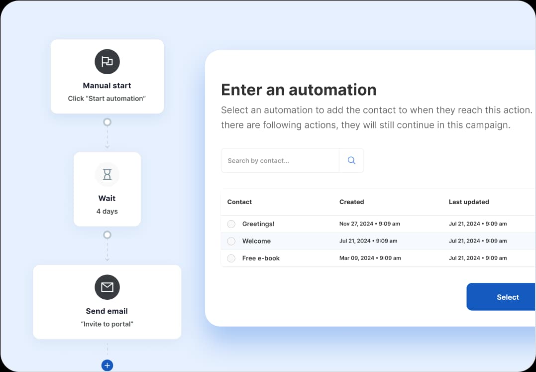 Cash Flow CRM outreach automation builder
