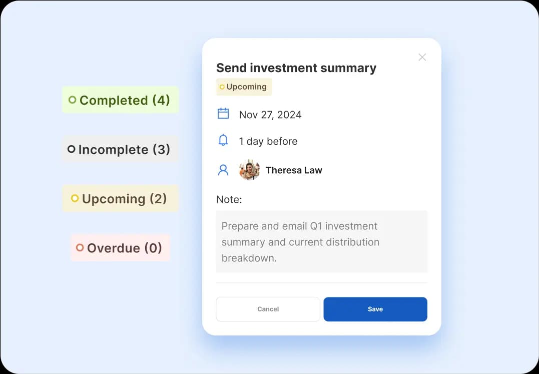 Cash Flow CRM follow-up task management