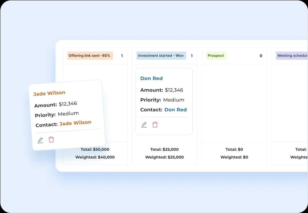 Cash Flow CRM investor sales pipeline